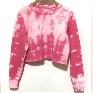 Y2K Barbiecore Cropped Bleach Dye Sweatshirt